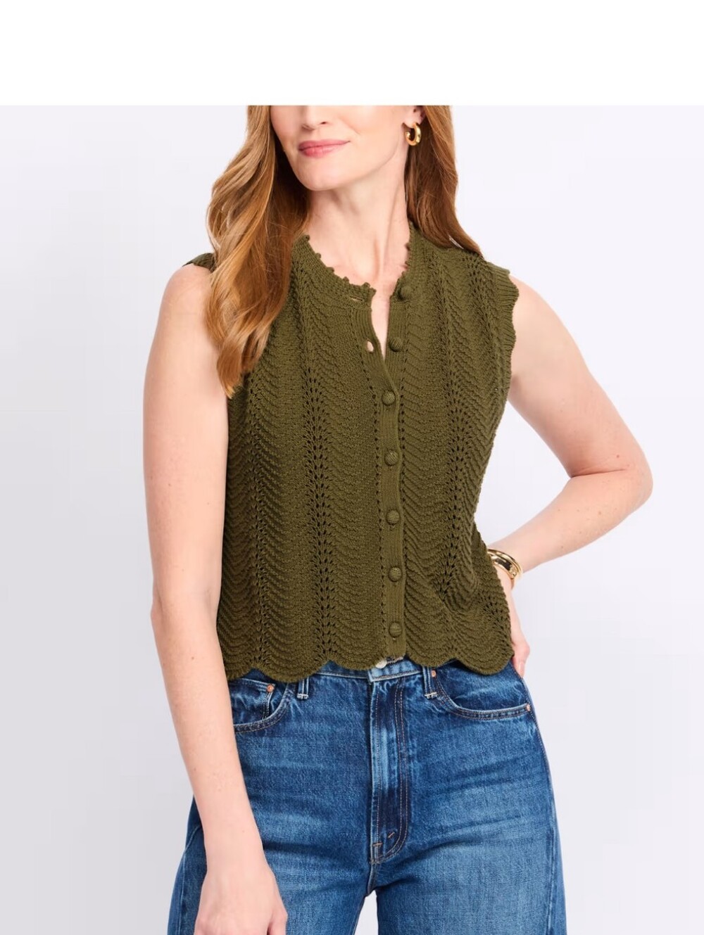 Madewell Wavy-Knit Button-Front Shell Top - Picture 2 of 5